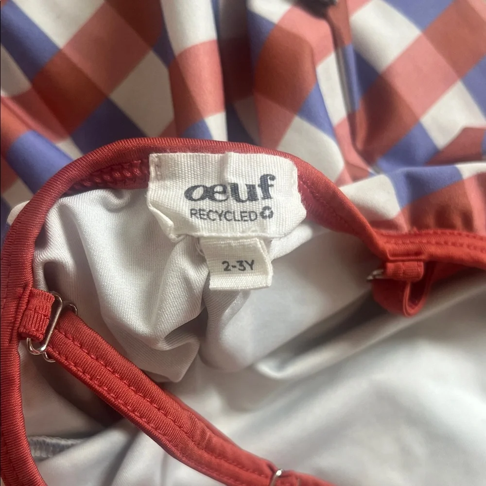 Oeuf Red & Blue Gingham Ruffle One-Piece Swimsuit